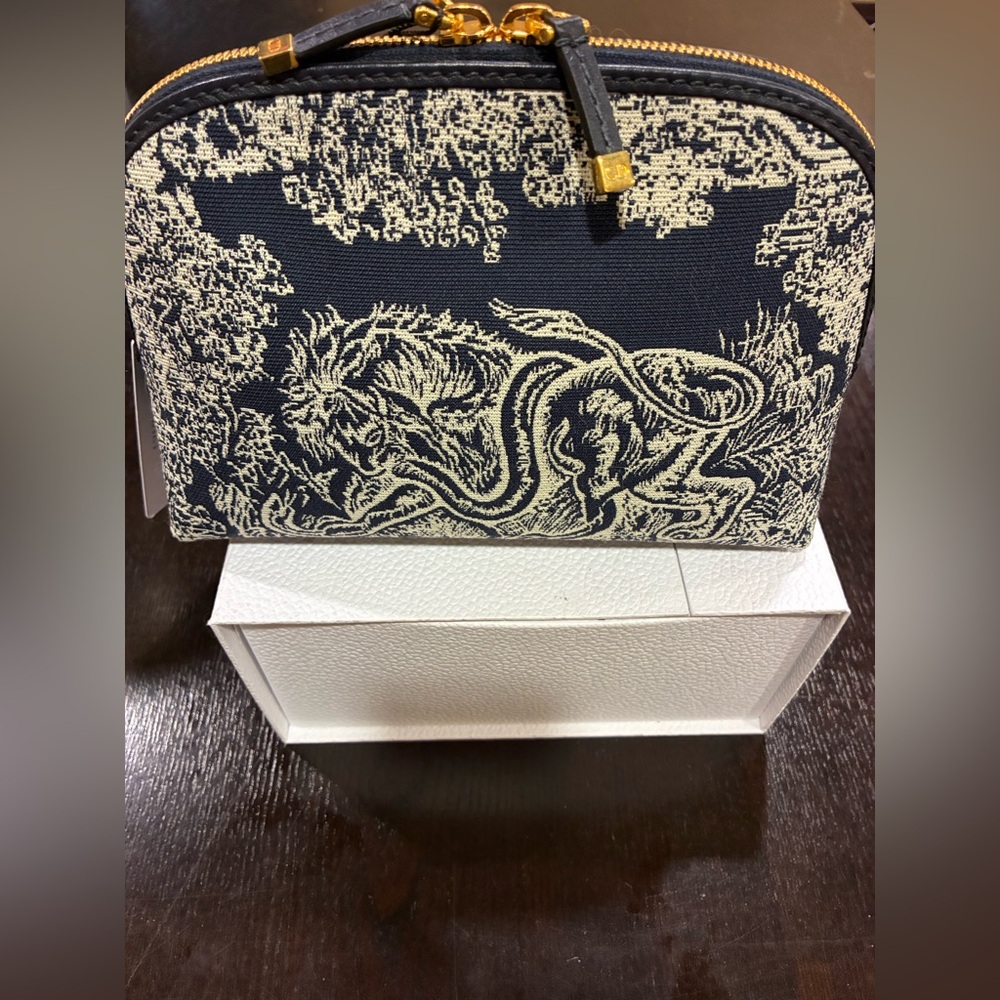 Authentic Christan Dior Navy and White Pouch - Picture 11 of 12